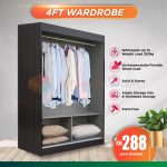 【READY STOCK】𝐌𝐘𝐅𝐔𝐑𝐍𝐈𝐓𝐔𝐑𝐄𝐋𝐀𝐁®: COMEL 4'FT Sliding Door Wardrobe Solid Board Almari Baju 4 kaki Home Furniture hanya RM287.99 di Shopee