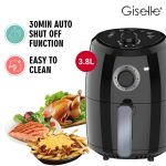 【Sirim Certified】Giselle Air Fryer with Timer & Temperature Control - Black/Cream White (3.0L/1000W) KEA0198 hanya RM99.99 di Shopee